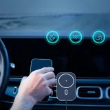 Autós mágneses tartó + 15 W-os Qi vezeték nélküli töltő, fekete 10