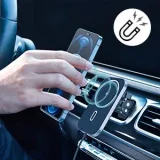 Autós mágneses tartó + 15 W-os Qi vezeték nélküli töltő, fekete 11