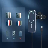 Autós mágneses tartó + 15 W-os Qi vezeték nélküli töltő, fekete 4