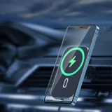 Autós mágneses tartó + 15 W-os Qi vezeték nélküli töltő, fekete 6