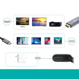 USB Type-C – HDMI 4K + USB Type-C PD adapter MacBook PC-hez, 1,8 m, szürke 2