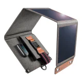 14 W-os, összecsukható, szürke utazási napelemes telefon-töltő USB-vel 9