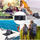 22 W-os, 2 USB-csatlakozóval ellátott, összecsukható, fekete utazó napelemes töltő 8