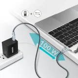 USB Type-C – USB Type-C kábel – 5 A, 100 W tápellátás, 480 Mbps, 1,8 m, szürke 5