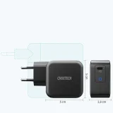 GaN USB Type-C 60 W-os fali töltő + 1,8 m-es USB Type-C kábel, fekete 4