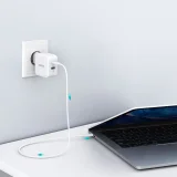 GaN USB Type-C PD USB-A QC3.0 65 W 3,25 A gyors fali töltő, fehér 2