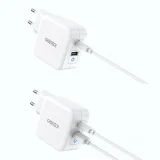 GaN USB Type-C PD USB-A QC3.0 65 W 3,25 A gyors fali töltő, fehér 5