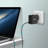 USB Type-C PD 60 W 3 A gyors fali töltő, fekete 4