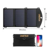 Összecsukható 19 W-os napelemes USB-töltő, 2xUSB, fekete 5