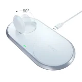 Qi 2-in-1 vezeték nélküli töltő Apple Watch-hoz USB Type-C állvánnyal, fehér