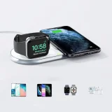 Qi 2-in-1 vezeték nélküli töltő Apple Watch-hoz USB Type-C állvánnyal, fehér 3