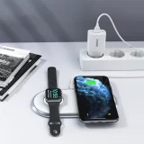Qi 2-in-1 vezeték nélküli töltő Apple Watch-hoz USB Type-C állvánnyal, fehér 7