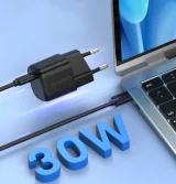 GaN USB Type-C PD 30 W-os fali töltő, fekete 2