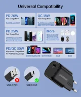 GaN USB Type-C PD 30 W-os fali töltő, fekete 4