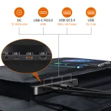 Összecsukható 120 W-os DC napelemes töltő 3 USB-porttal, fekete 10
