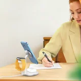 Vezeték nélküli indukciós töltő állvánnyal iPhone, Apple Watch és AirPods készülékekhez (fehér) 11