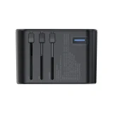 Gyors utazási töltő EU, UK, USA és AUS csatlakozókkal, 3xUSB, 30-65 W, fekete 4