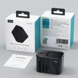 Gyors utazási töltő EU, UK, USA és AUS csatlakozókkal, 3xUSB, 30-65 W, fekete 5