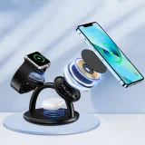 3 az 1-ben induktív töltőállomás iPhone, AirPods Pro és Apple Watch készülékekhez – fekete 5