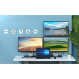 Kijelzős multifunkciós HUB adapter: USB-C, USB-A, VGA, AUX, SD, TF, 12-in-1, szürke 7