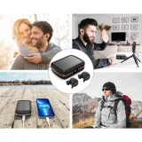 Vízálló TWS vezeték nélküli fülhallgató napelemes töltővel és 2500 mAh-s power bankkal, fekete 11