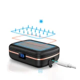 Vízálló TWS vezeték nélküli fülhallgató napelemes töltővel és 2500 mAh-s power bankkal, fekete 4