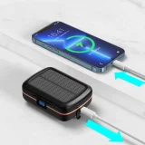 Vízálló TWS vezeték nélküli fülhallgató napelemes töltővel és 2500 mAh-s power bankkal, fekete 8