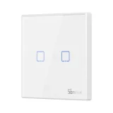Kétcsatornás érintőkapcsoló, WiFi gombos kapcsoló 433 MHz-es távirányítóhoz, fehér T2EU2C-RF