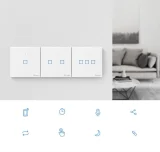 Érintőkapcsoló, WiFi gombos kapcsoló, 433 MHz RF, fekete T3EU1C-TX 5