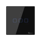 Háromcsatornás érintőképernyős világításkapcsoló, WiFi gomb, 433 MHz RF, fekete T3EU3C-TX