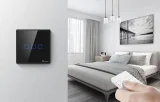 Háromcsatornás érintőképernyős világításkapcsoló, WiFi gomb, 433 MHz RF, fekete T3EU3C-TX 7
