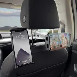 Fekete, két fejtámlára szerelhető autós telefon tartó 6