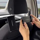 Fekete, két fejtámlára szerelhető autós telefon tartó 7