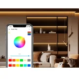 Intelligens, vízálló RGB LED-szalag távirányítóval, tápegységgel és WiFi-vel, 5 m 10