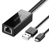 Külső 100 Mbps micro USB LAN hálózati kártya Chromecast-hez, 1 m, fekete
