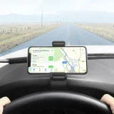 Autós telefon tartó, műszerfalra rögzíthető, fekete 6