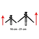 Mini állvány önarcképekhez, telefonokhoz, kamerákhoz és GoPro-hoz, 16–21 cm, fekete 4