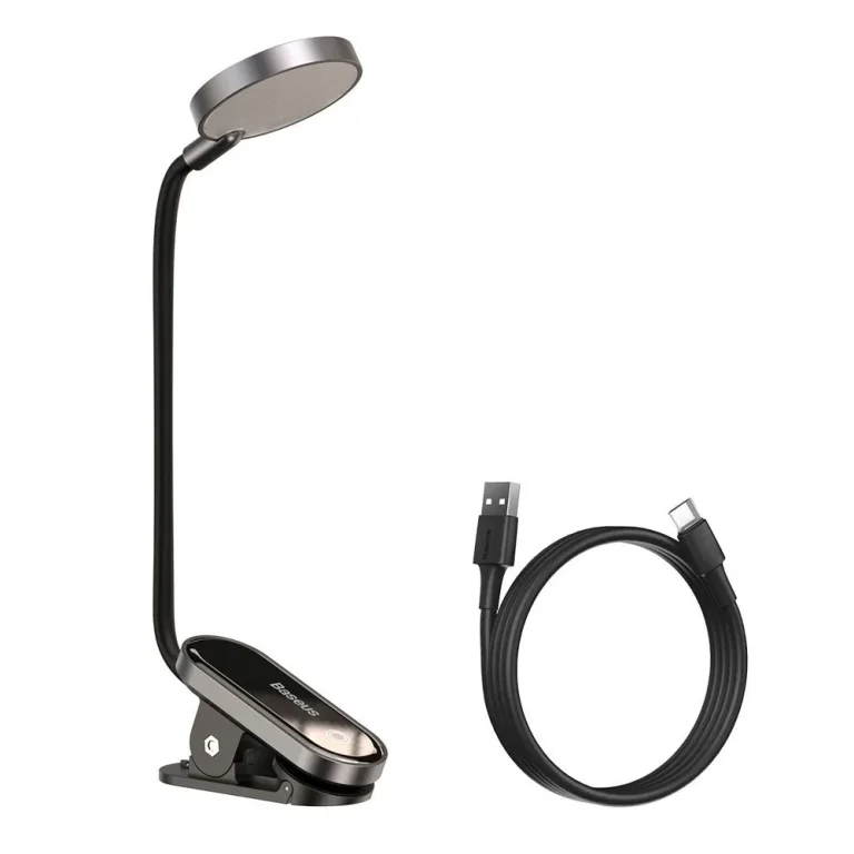 Mini LED-es olvasólámpa kapcsokkal, szürke