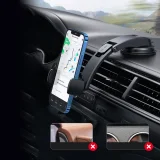 Rögzíthető autós telefon tartó a műszerfalra vagy a szélvédőre, fekete 6