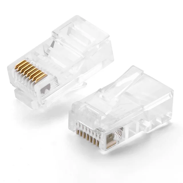 RJ45 8P8C UTP Cat. 5/5e sodrott érpár csatlakozó, átlátszó, 100 db.