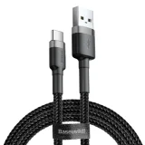 Izdžljiv fleksibilni USB-C QC3.0 3A 1 m kabel, crna i siva