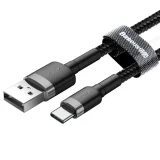 Izdžljiv fleksibilni USB-C QC3.0 3A 1 m kabel, crna i siva 3