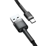 Izdžljiv fleksibilni USB-C QC3.0 3A 1 m kabel, crna i siva 8