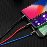 Tartós 3 az 1-ben USB MicroUSB iPhone Lightning USB-C kábel, 3,5 A, 1,2 m, fekete 10