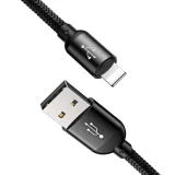 Tartós 3 az 1-ben USB MicroUSB iPhone Lightning USB-C kábel, 3,5 A, 1,2 m, fekete 2