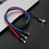 Tartós 3 az 1-ben USB MicroUSB iPhone Lightning USB-C kábel, 3,5 A, 1,2 m, fekete 8