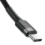 Tartós, rugalmas USB-C PD 2.0 60 W 20 V 3 A QC3.0 kábel, 1 m, fekete-szürke 5