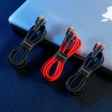 Tartós, rugalmas USB-C PD 2.0 60 W 20 V 3 A QC3.0 kábel, 1 m, fekete-szürke 8