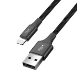 Kabel przewód USB 4w1 2 x Iphone Lightning USB-C microUSB w nylonowym oplocie 3.5A 1.2m czarny 2