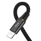 Kabel przewód USB 4w1 2 x Iphone Lightning USB-C microUSB w nylonowym oplocie 3.5A 1.2m czarny 3